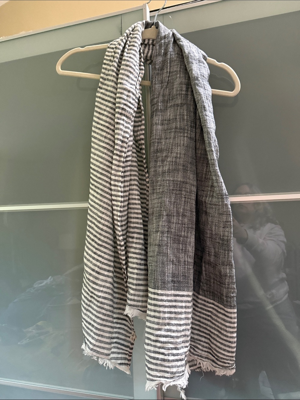 Lightweight Gray Striped Women's Scarf